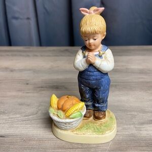 Home Interiors Denim Days Girl "Time for‎ Thanks" #1506 Thanksgiving, Fall Decor